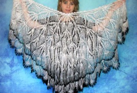 Пуховая вязаная накидка(пелерина), Шаль ручной работы крючком №21